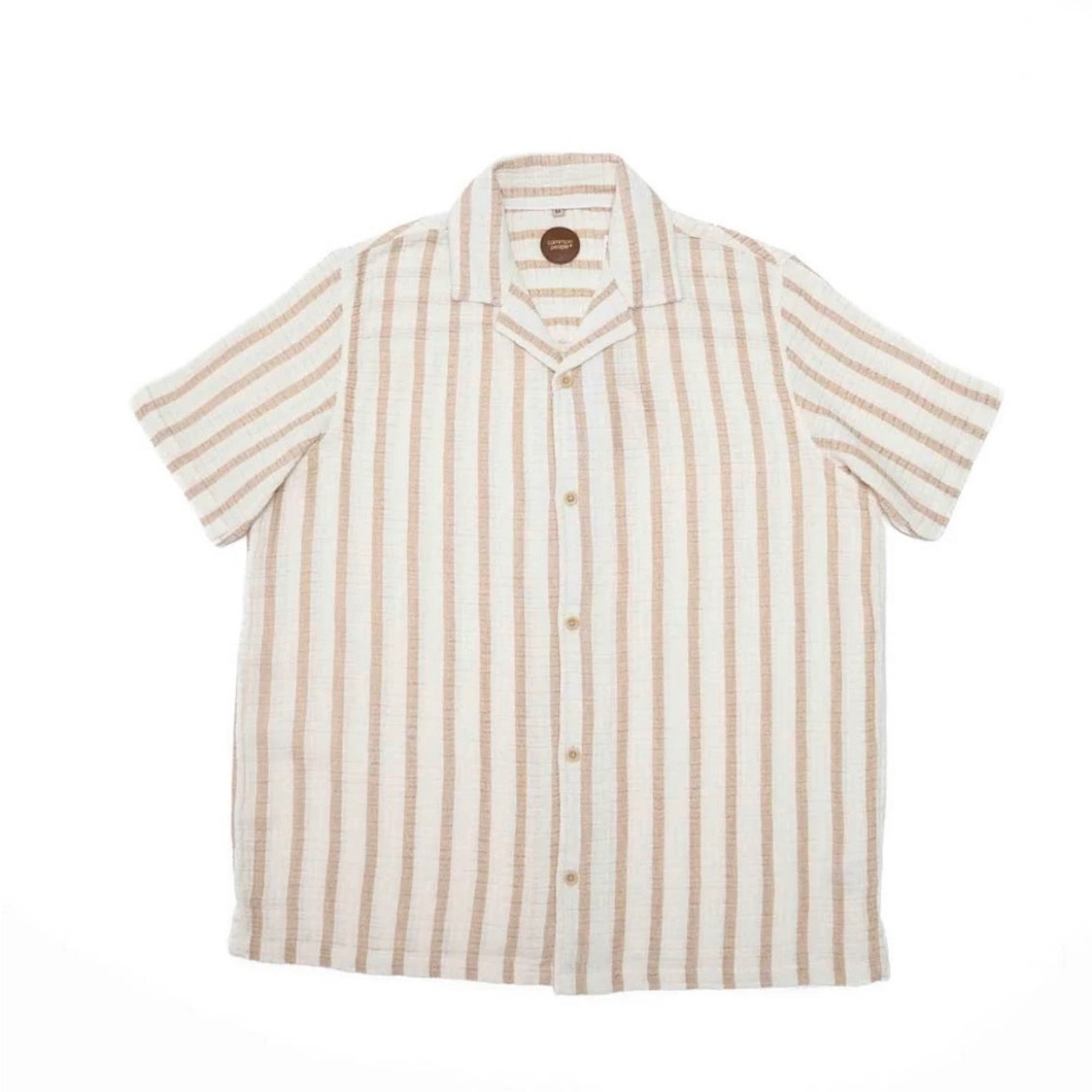 Common People Deck Stripe Stone Cotton/linen Blend Button Up Shirt Men’s Medium